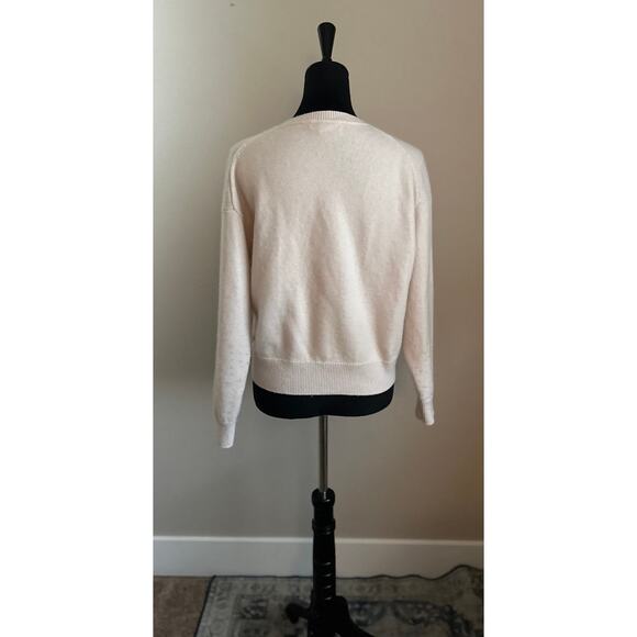 ATHLETA Women's Cut Ecru Merino Wool Cashmere Blend Crew Neck Sweater Size M - Picture 3 of 8